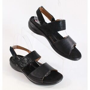 Revere COMO Black Lizard Print Adjustable Comfort Sandals Women's Size 8 M